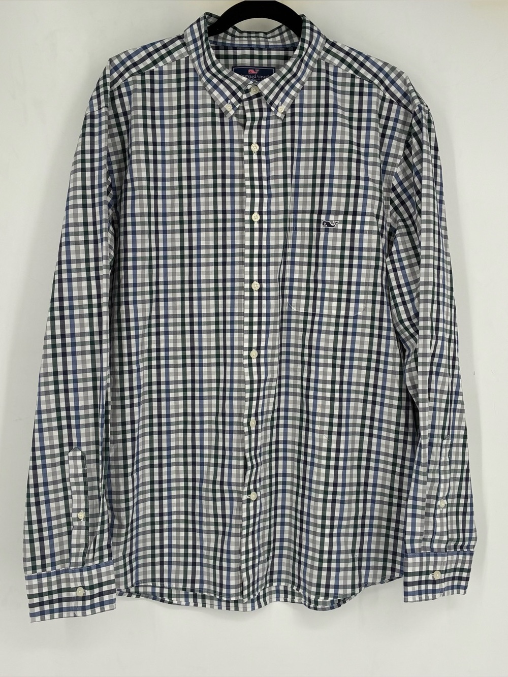 NEW Vineyard Vines Shirt Men XL Blue Plaid Button Up Poplin Tattersall Dress